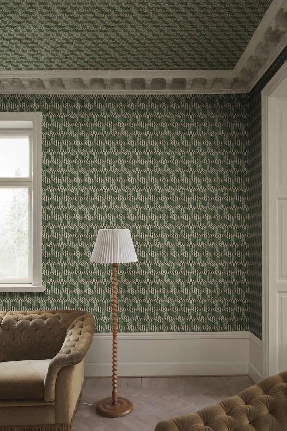 Chiara – Green – custom sized wallpaper mural (per m²)