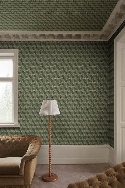 Chiara – Green – custom sized wallpaper mural (per m²)