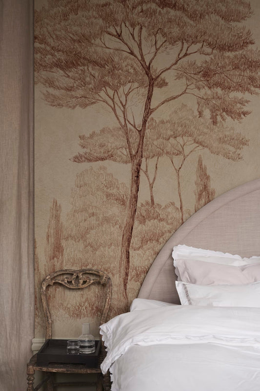 Andrea, Terracotta wallpaper mural in a room setting