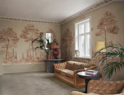 Andrea, Terracotta wallpaper mural in a room setting