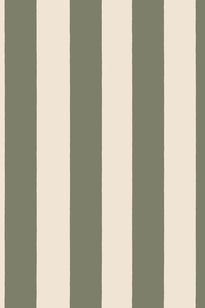 Sam Narrow Striped wallpaper in Forest Green, flat pattern