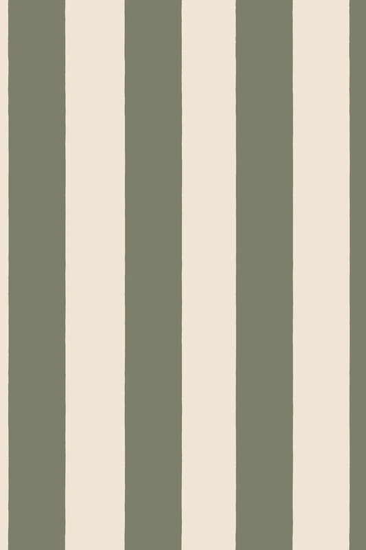 Sam Narrow Striped wallpaper in Forest Green, flat pattern