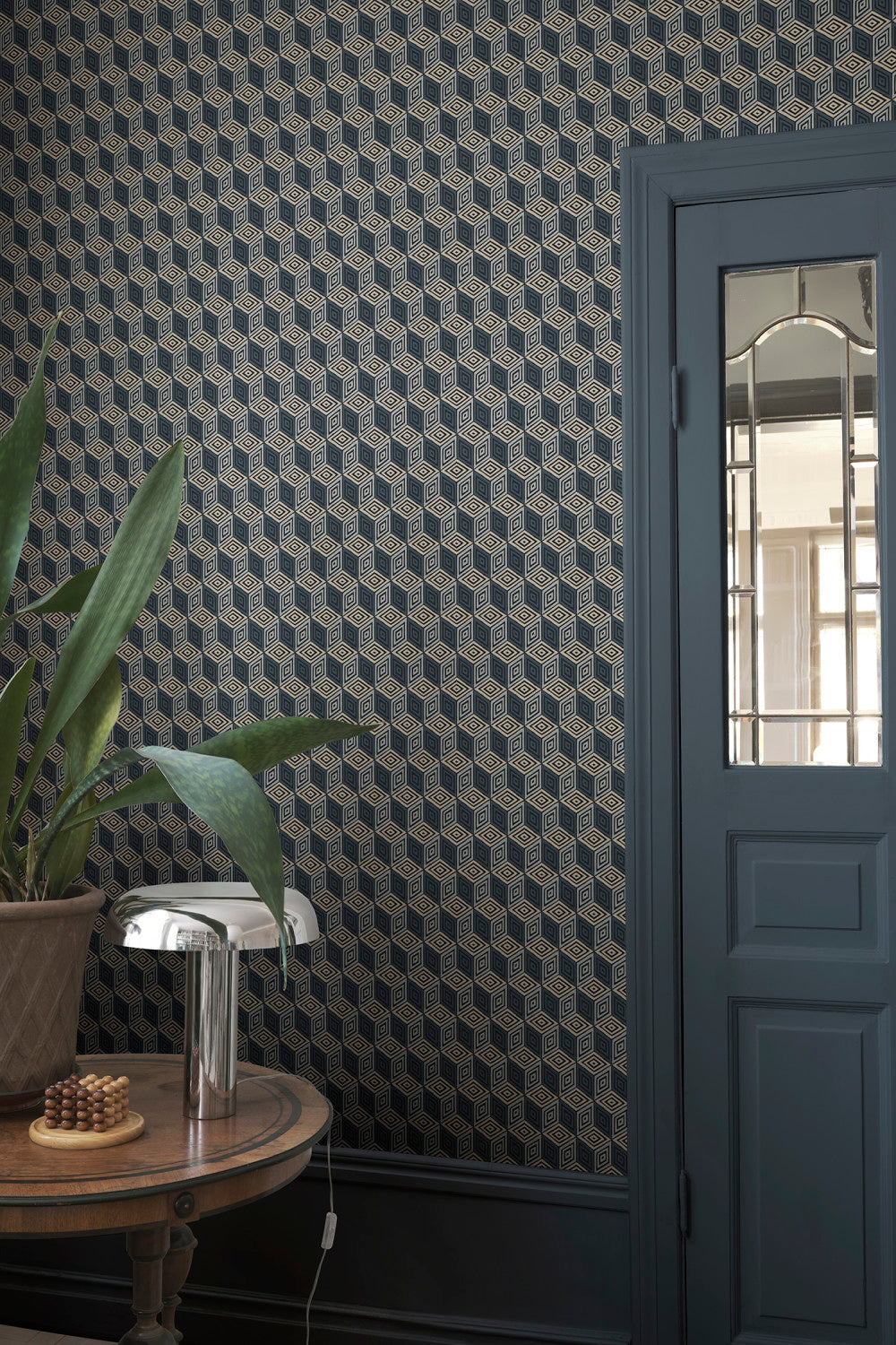 Chiara – Dark Blue – custom sized wallpaper mural (per m²)