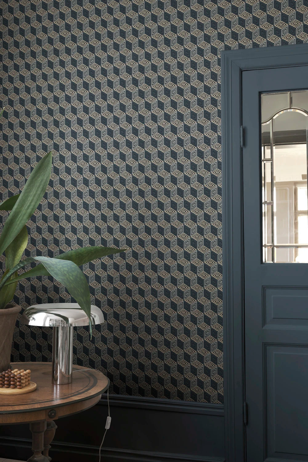 Chiara – Dark Blue – custom sized wallpaper mural (per m²)