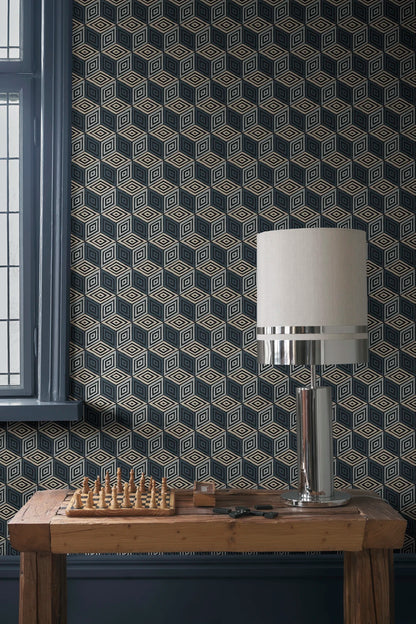 Chiara – Dark Blue – custom sized wallpaper mural (per m²)
