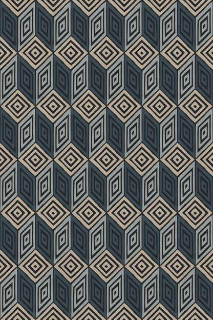 Chiara mural in Dark Blue, flat pattern