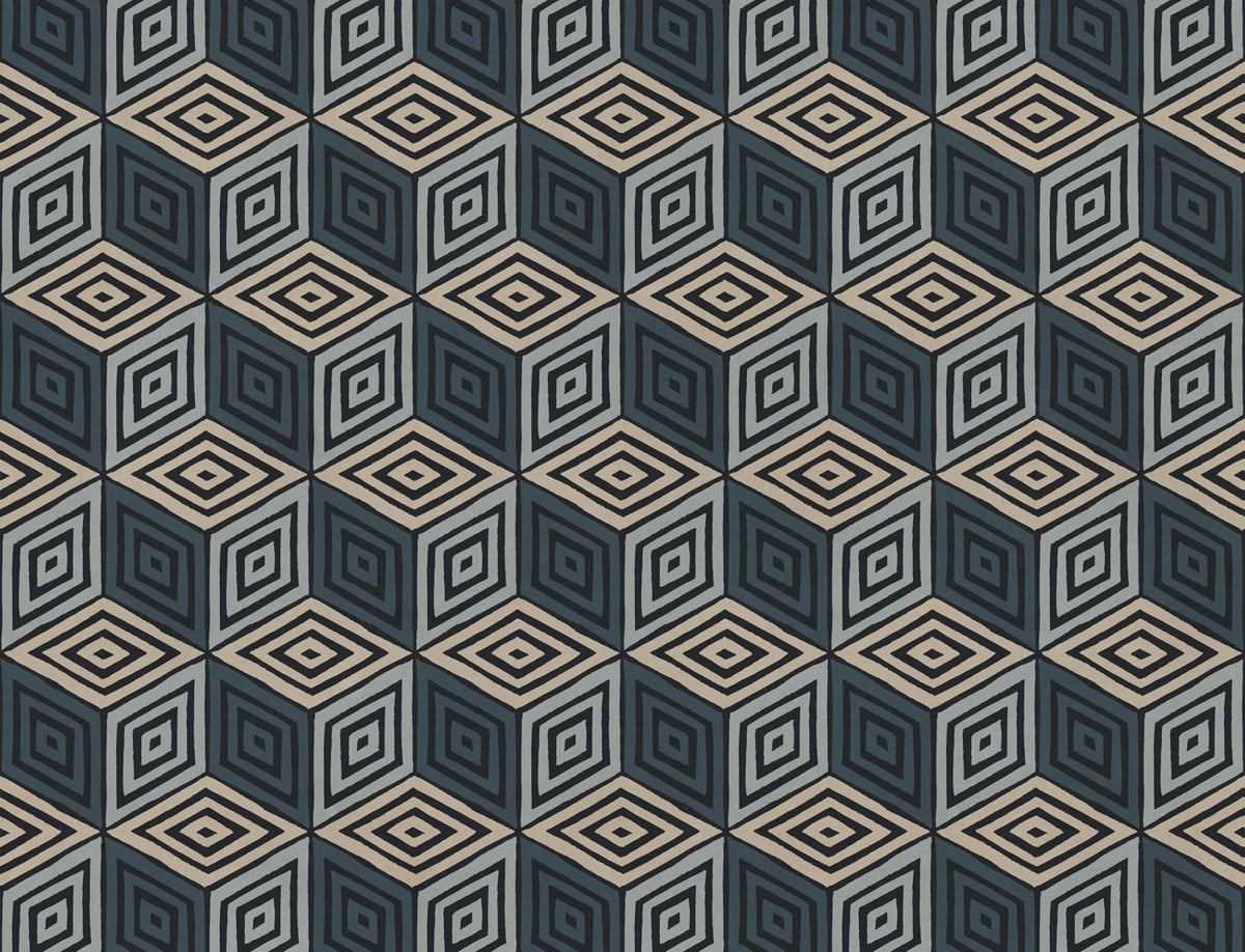 Chiara – Dark Blue – custom sized wallpaper mural (per m²)