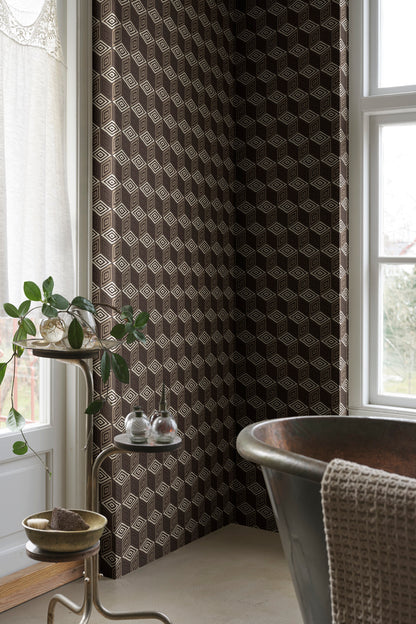 Chiara mural in Brown in a room setting