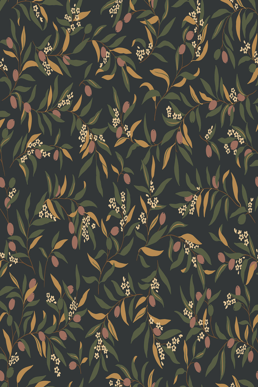 Olivia wallpaper in Charcoal, flat pattern