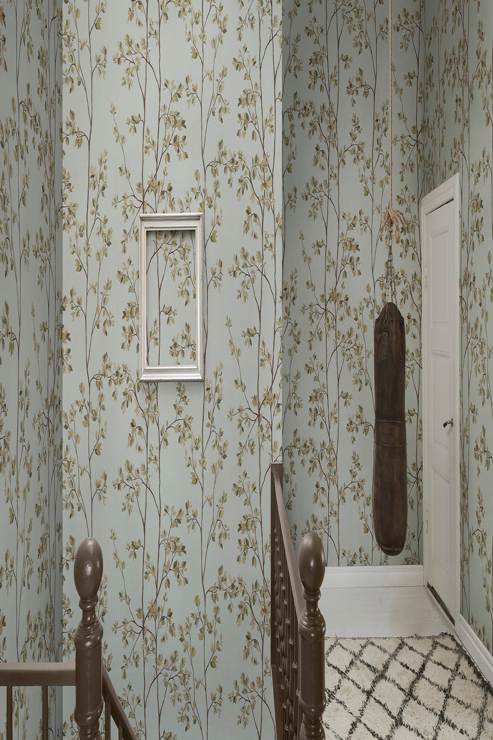 Laura mural in Light Blue in a room setting