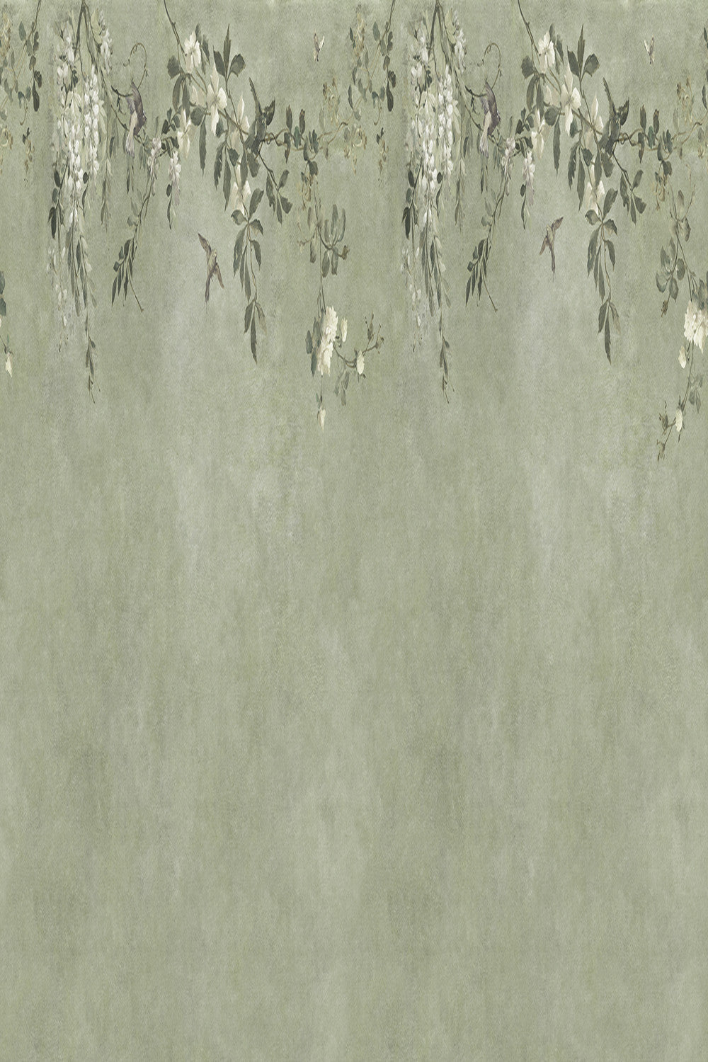 Nico mural in Sage Green, flat pattern