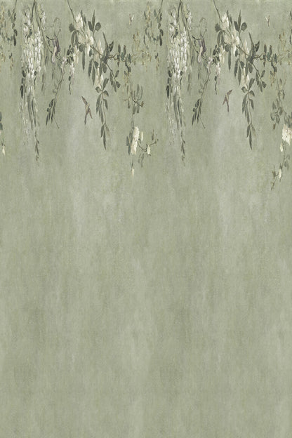 Nico mural in Sage Green, flat pattern