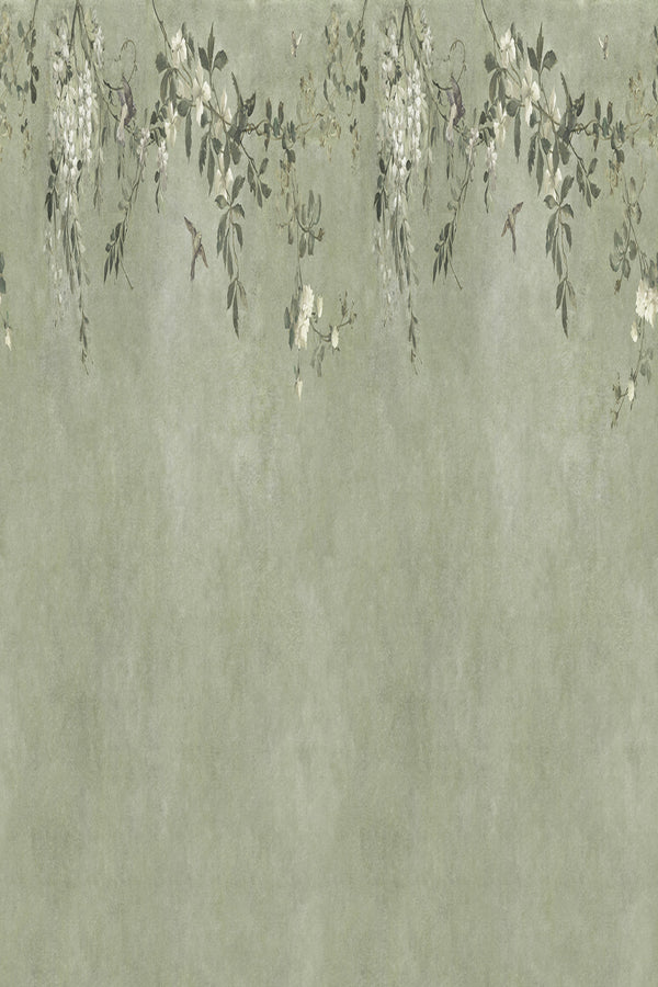 Sample – Nico – Sage Green – custom sized wallpaper mural (per m²)
