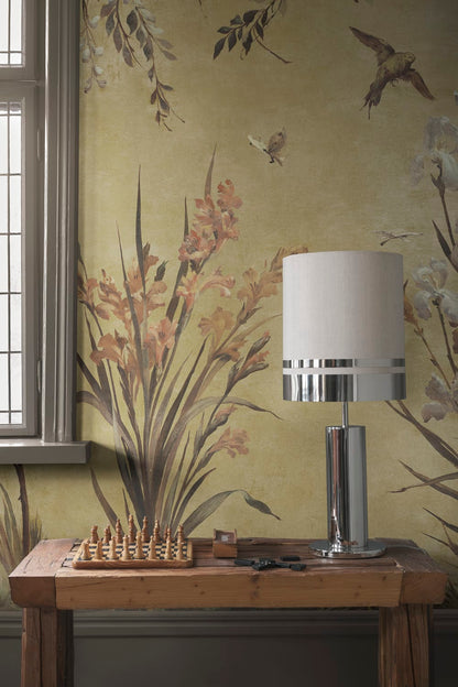 Nicola – Yellow – Custom sized wallpaper mural (per m²)
