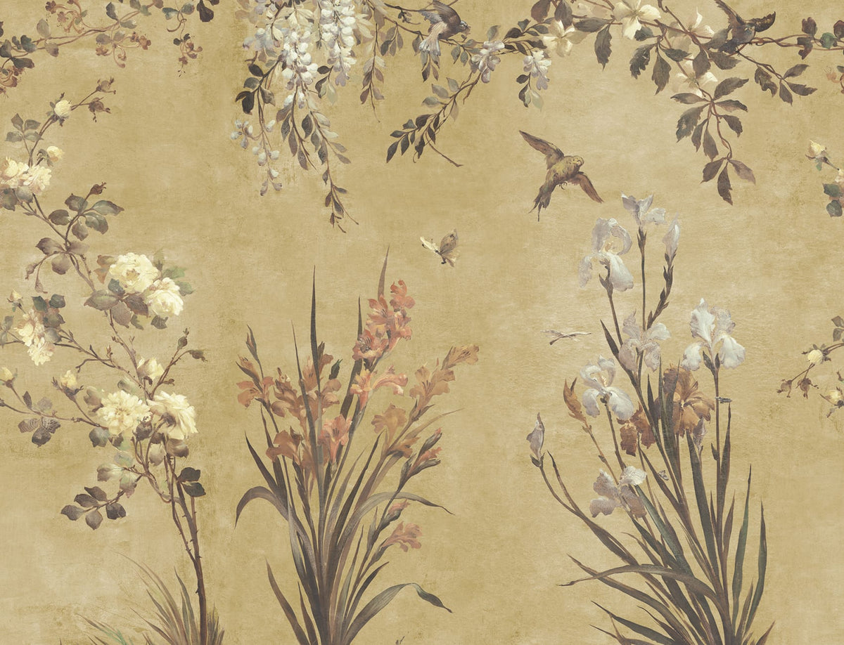 Nicola – Yellow – Custom sized wallpaper mural (per m²)