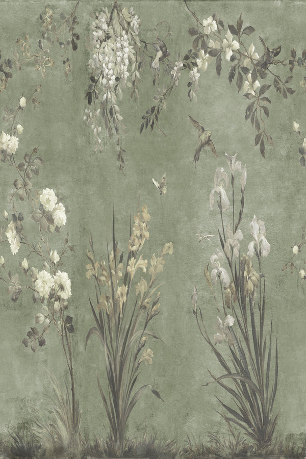 Sample – Nicola – Sage Green – custom sized wallpaper mural (per m²)