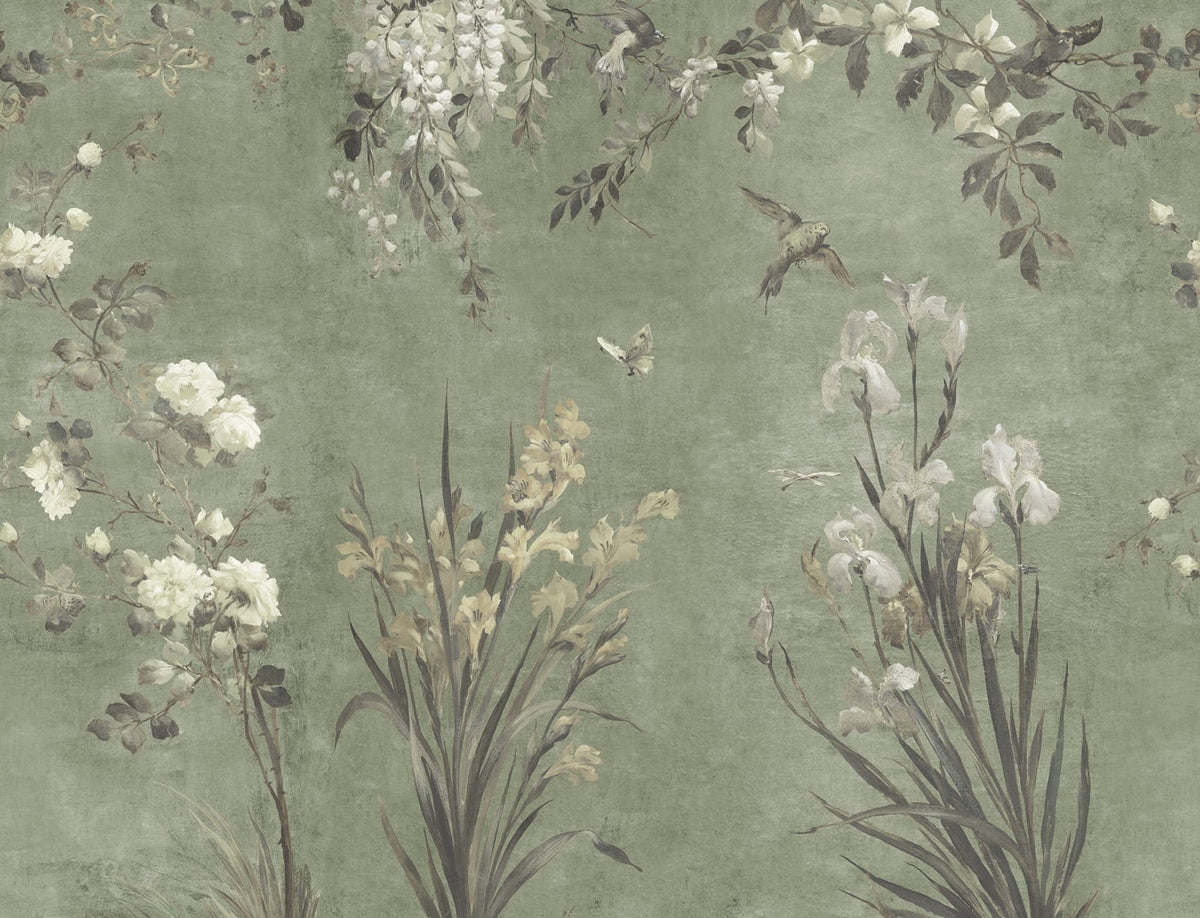 Nicola – Sage Green – custom sized wallpaper mural (per m²)