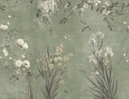 Nicola – Sage Green – custom sized wallpaper mural (per m²)