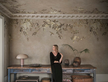 Luca Square – Beige – custom sized wallpaper mural (per m²)