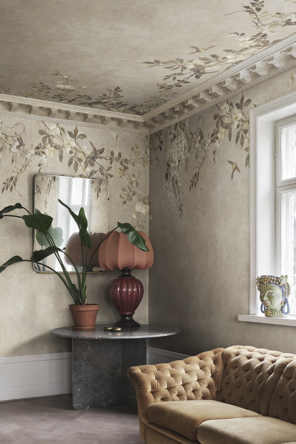 Luca Square – Beige – custom sized wallpaper mural (per m²)