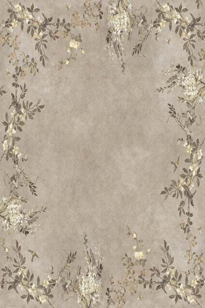 Luca Square mural in Beige, flat pattern