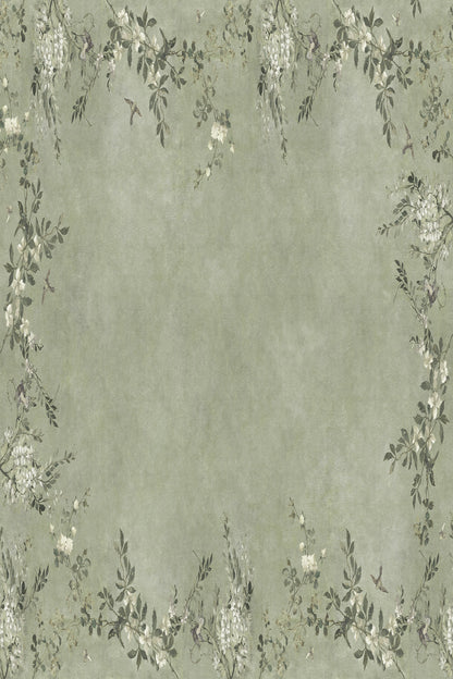 Luca Rectangle mural in Sage Green, flat pattern