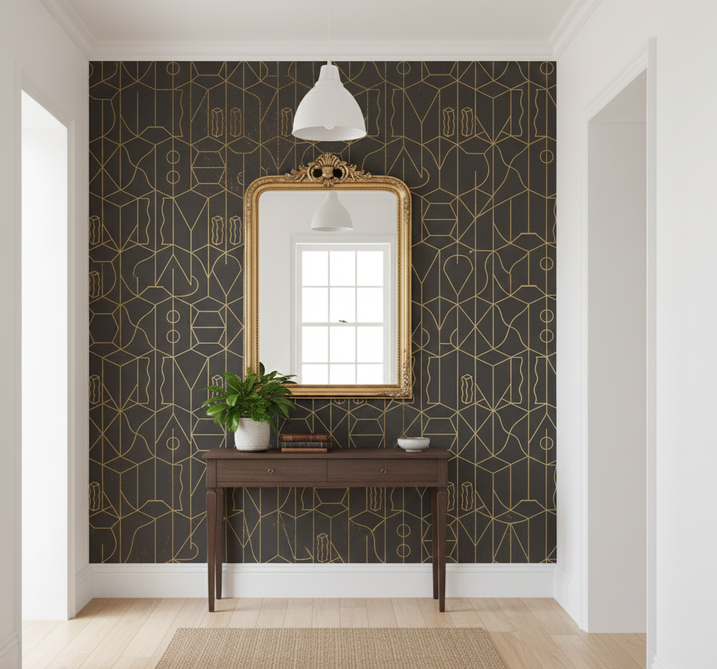 Never Ending Foil by Suzan Hijink Wallpaper - Gold Brown