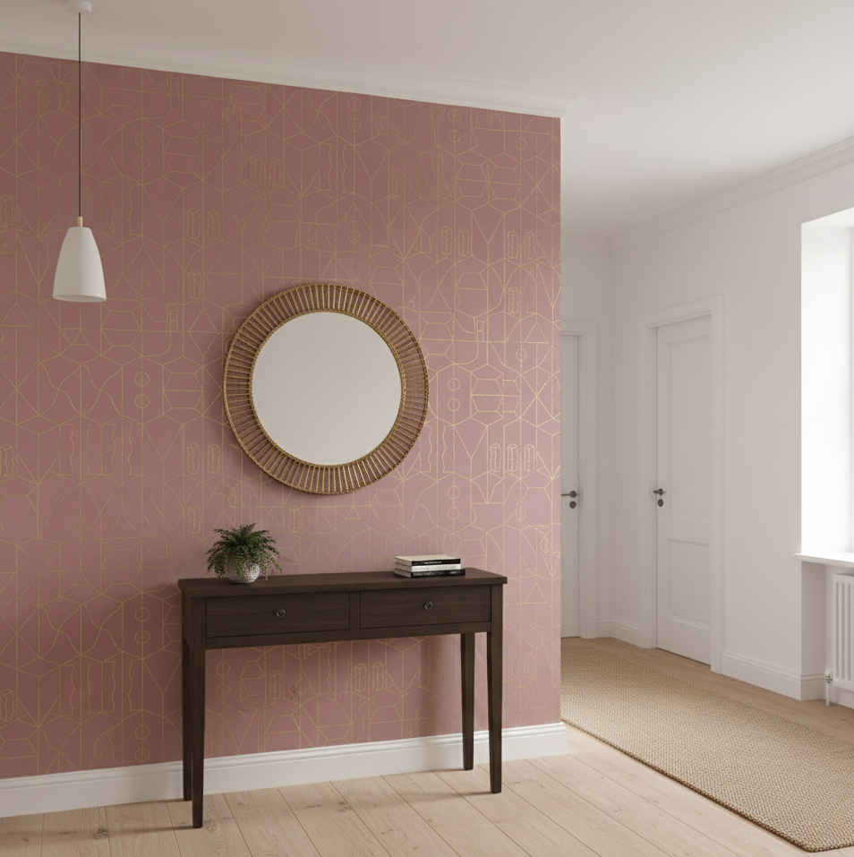 Never Ending Foil by Suzan Hijink Wallpaper - Gold Pink