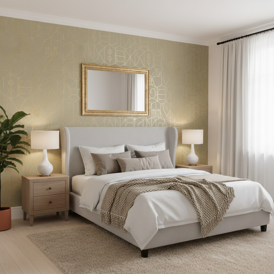 Never Ending Foil by Suzan Hijink Wallpaper - Gold Green