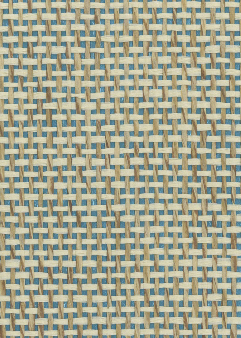 Burlap Fine Weave Grasscloth Wallpaper - Sage Blue (On Metallic Turquoise)