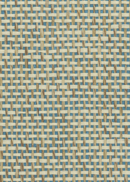 Burlap Fine Weave Grasscloth Wallpaper - Sage Blue (On Metallic Turquoise)