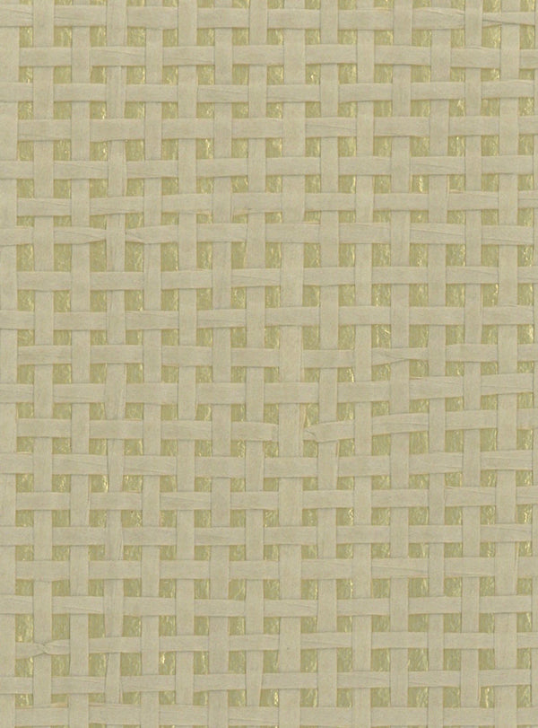 Sample - Burlap Safari Grasscloth Wallpaper - Sage Green (On Gold)