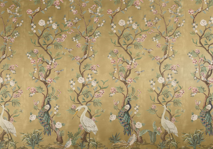 Hirosaki Chinoiserie - Custom sized wallpaper mural (per/m2) - Gold Metallic