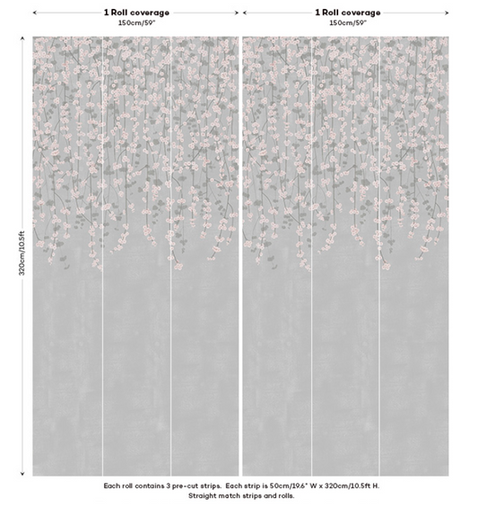 Cherry Blossom - Custom Sized Wallpaper Mural (per m2)