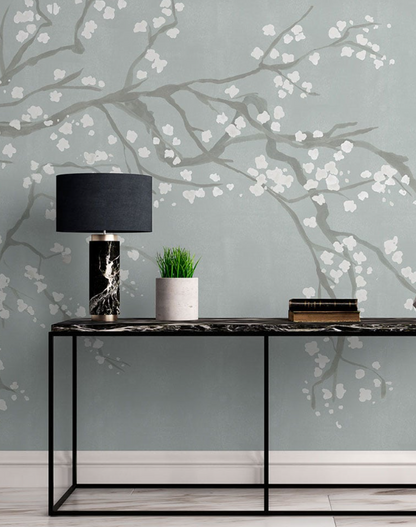 Takeda Cherry Blossom - Custom sized wallpaper mural (per/m2) - Duck Egg