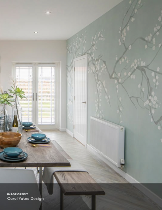 Takeda Cherry Blossom - Custom sized wallpaper mural (per/m2) - Duck Egg