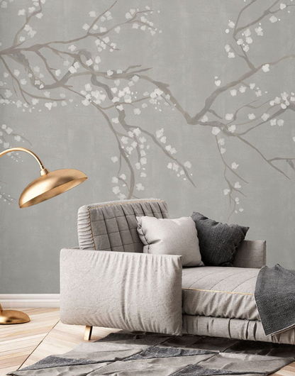 Takeda Cherry Blossom - Custom sized wallpaper mural (per/m2) - Snow