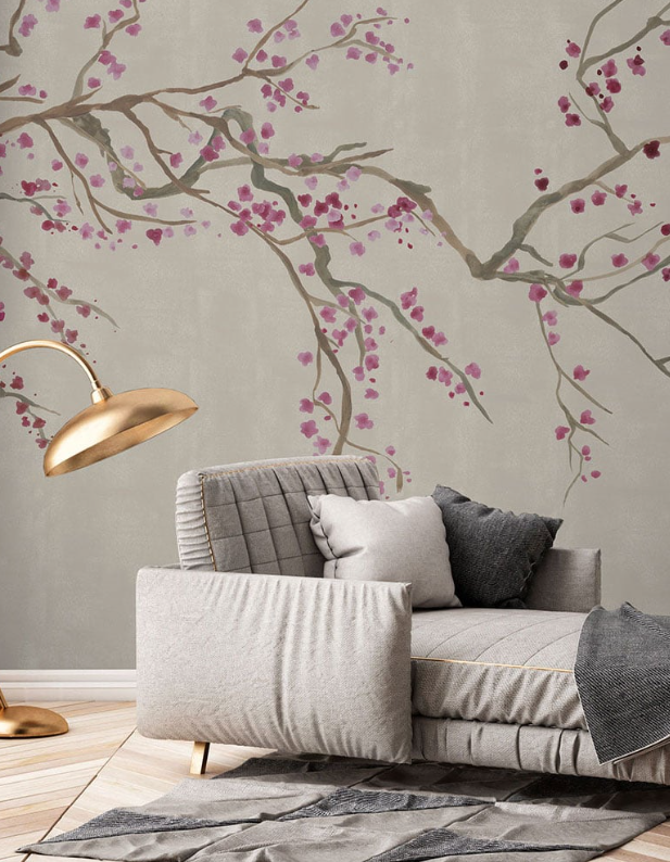 Takeda Cherry Blossom - Custom sized wallpaper mural (per/m2) - Sand