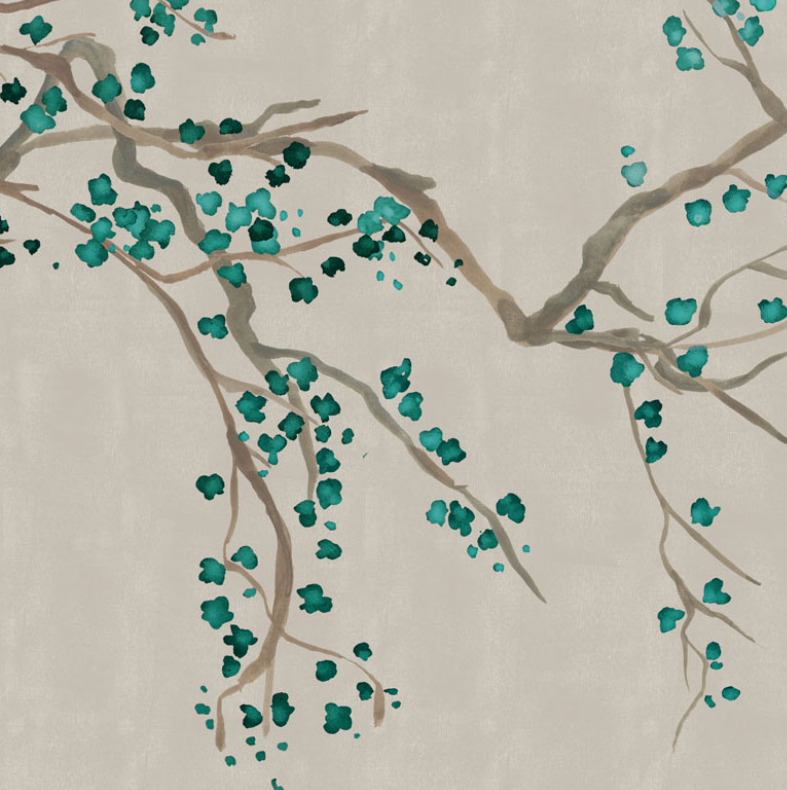 Takeda Cherry Blossom - Custom sized wallpaper mural (per/m2) - Jade