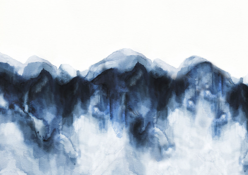 Blue Indigo Abstract - Custom sized wallpaper mural (per/m2)