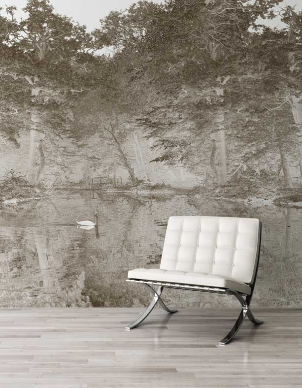 Toile De Jouy - Custom sized wallpaper mural (per/m2) - Chestnut