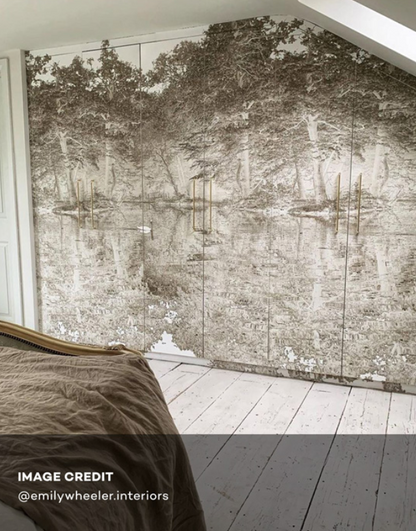 Toile De Jouy - Custom sized wallpaper mural (per/m2) - Chestnut