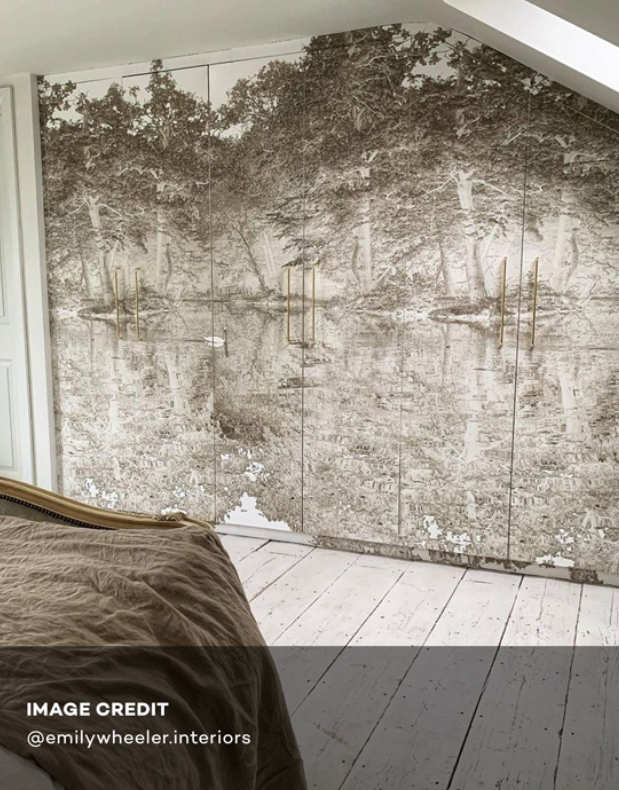 Toile De Jouy - Custom sized wallpaper mural (per/m2) - Chestnut