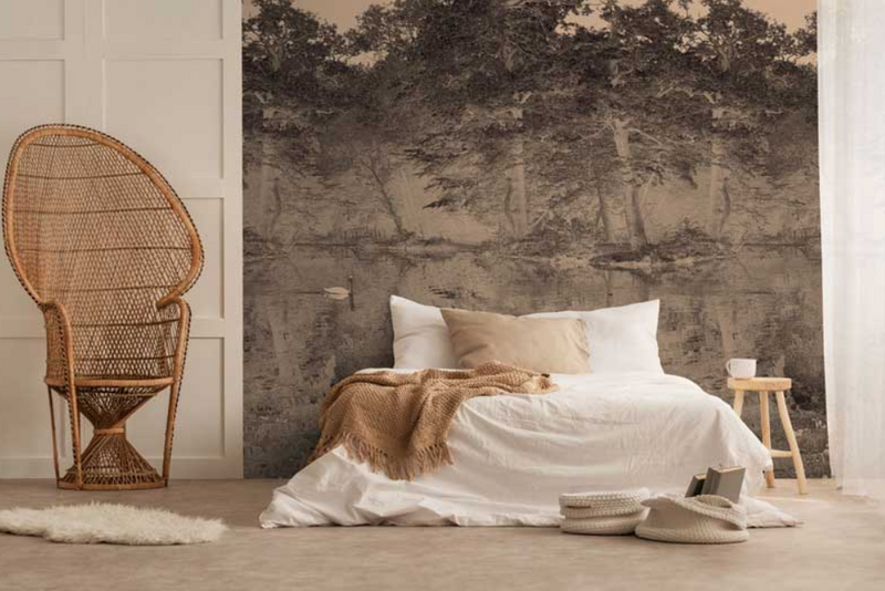 Toile De Jouy - Custom sized wallpaper mural (per/m2) - Charcoal