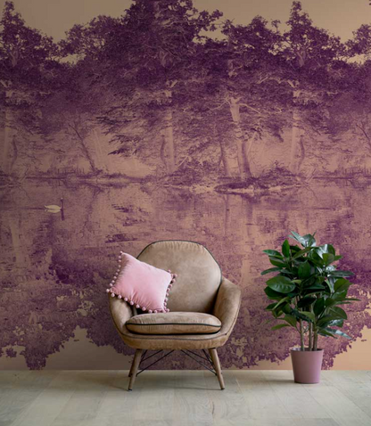 Toile De Jouy - Custom sized wallpaper mural (per/m2) - Lavender