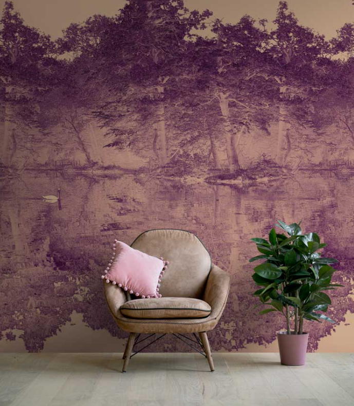 Toile De Jouy - Custom sized wallpaper mural (per/m2) - Lavender