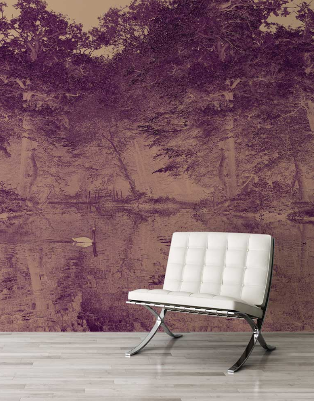 Toile De Jouy - Custom sized wallpaper mural (per/m2) - Lavender