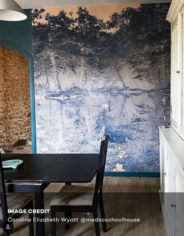 Toile De Jouy - Custom sized wallpaper mural (per/m2) - Blue