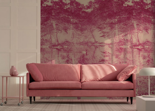Toile De Jouy - Custom sized wallpaper mural (per/m2) - Rose