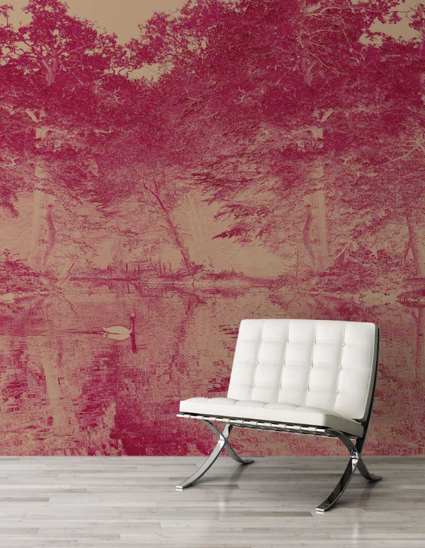 Toile De Jouy - Custom sized wallpaper mural (per/m2) - Rose